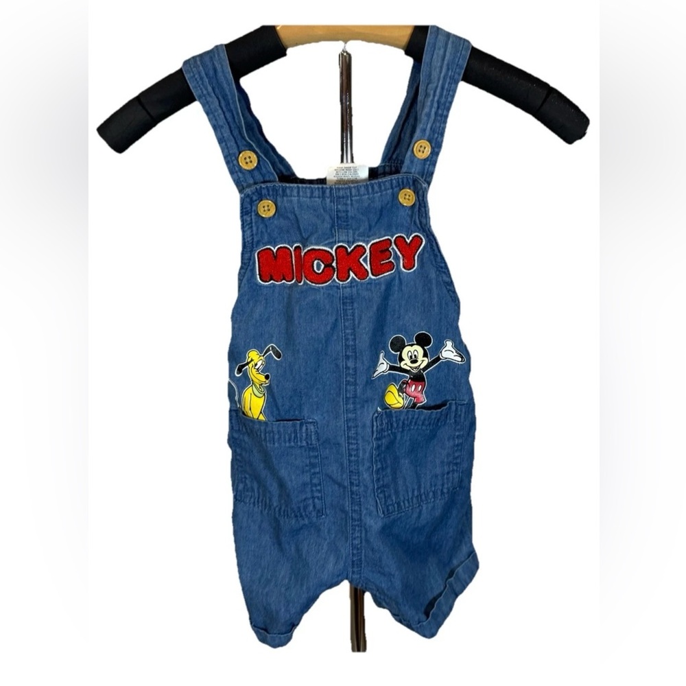Disney Baby Mickey Mouse & Pluto Denim Shortall Size 12 Months